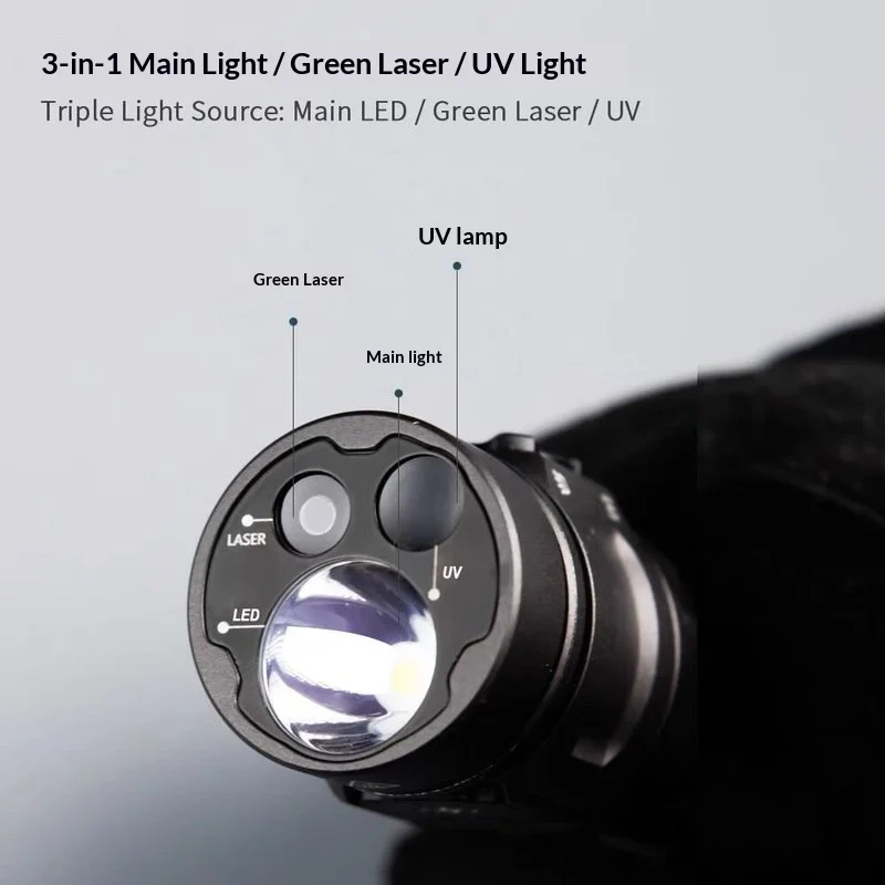 Loop Gear Sk06 Multifunctional Portable Rechargeable Led Flashlight Triple Light Source Green Laser Uv Light For Outdoor Camping