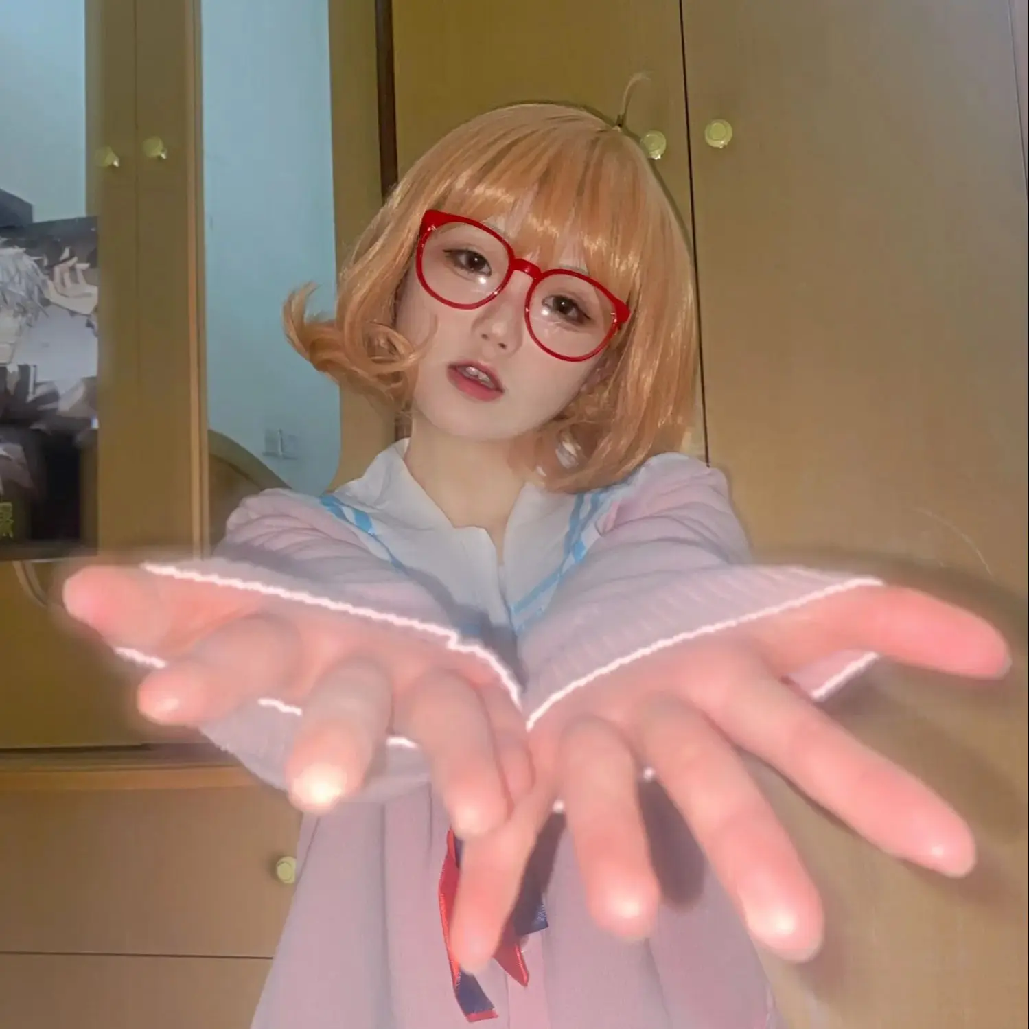 نظارات كورياما ميراي بلاستيكية تنكرية ، إطار أحمر كبير #5