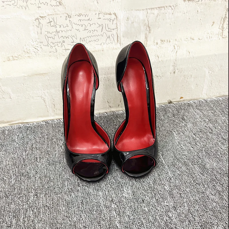 CACA 16 cm Tacchi alti Sandali peep toe Décolleté da donna, Scarpe cosplay da letto unisex fetish laterali poco profonde, Nero, Slip On, Colori