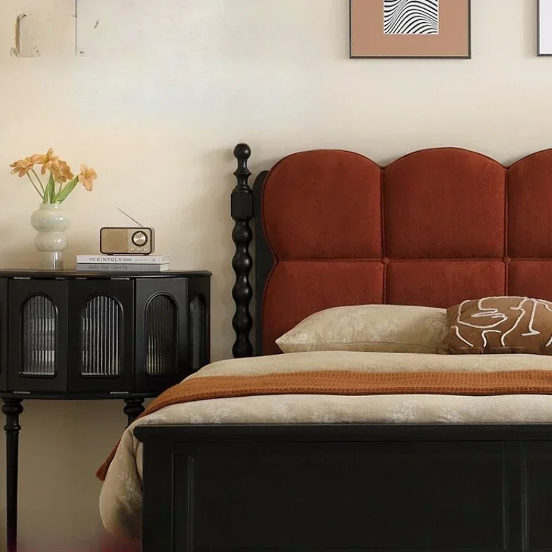 

French retro solid wood bed 1.8 double simple bed, American medieval style