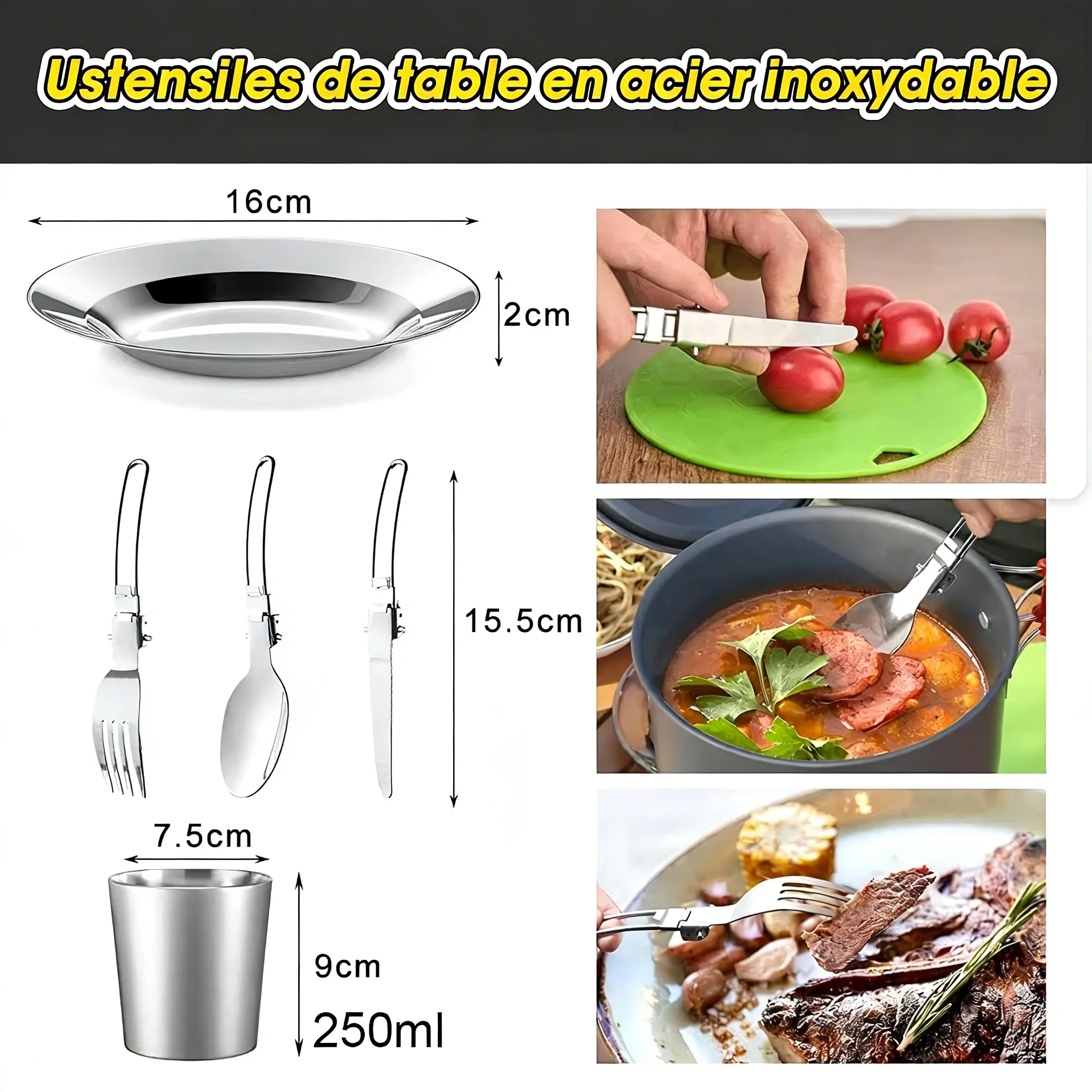 Outdoor-Camping-Kochgeschirr-Set aus Aluminium, leichtes Equipment für Outdoor-Picknicks mit mehreren Personen, einfach zu transportieren und mit Netzbeutel ausgestattet. – Detail 3