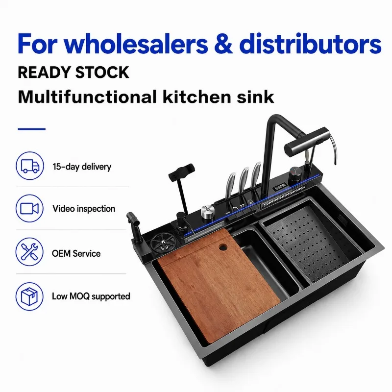 Stainless steel multi-functional sink, stainless steel multi-functional sink large single tank