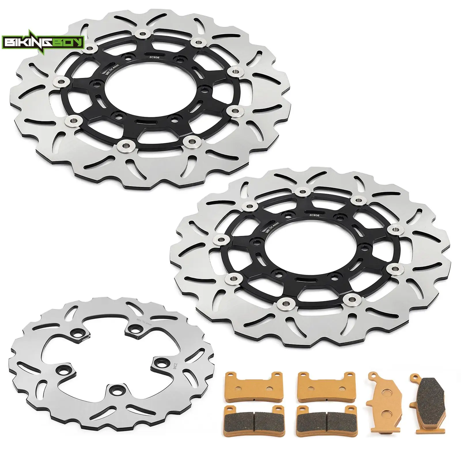 BIKINGBOY Front Rear Brake Discs Rotors Disks Pads For Suzuki GSXR 600 750 08-21 17 18 19 20 GSX-R 1000 09 10 11 12 13 14 15 16