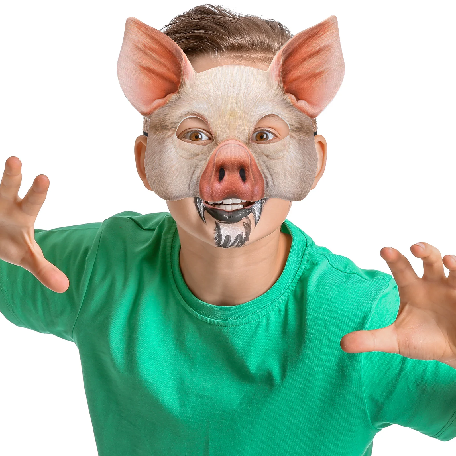

2Pcs Pink Half Face Pig Mask Animal Design Lightweight Comfortable for Halloween Masquerade Party Festival Animal Mask