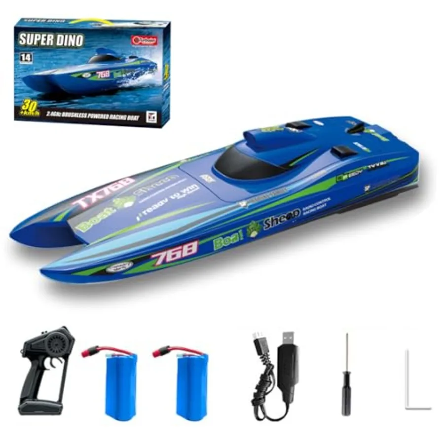 

Remote Control Boat for outdoor water use, ABS plastic body, red color, 2.4GHz high-speed 30km/h brushless turbojet with waterp