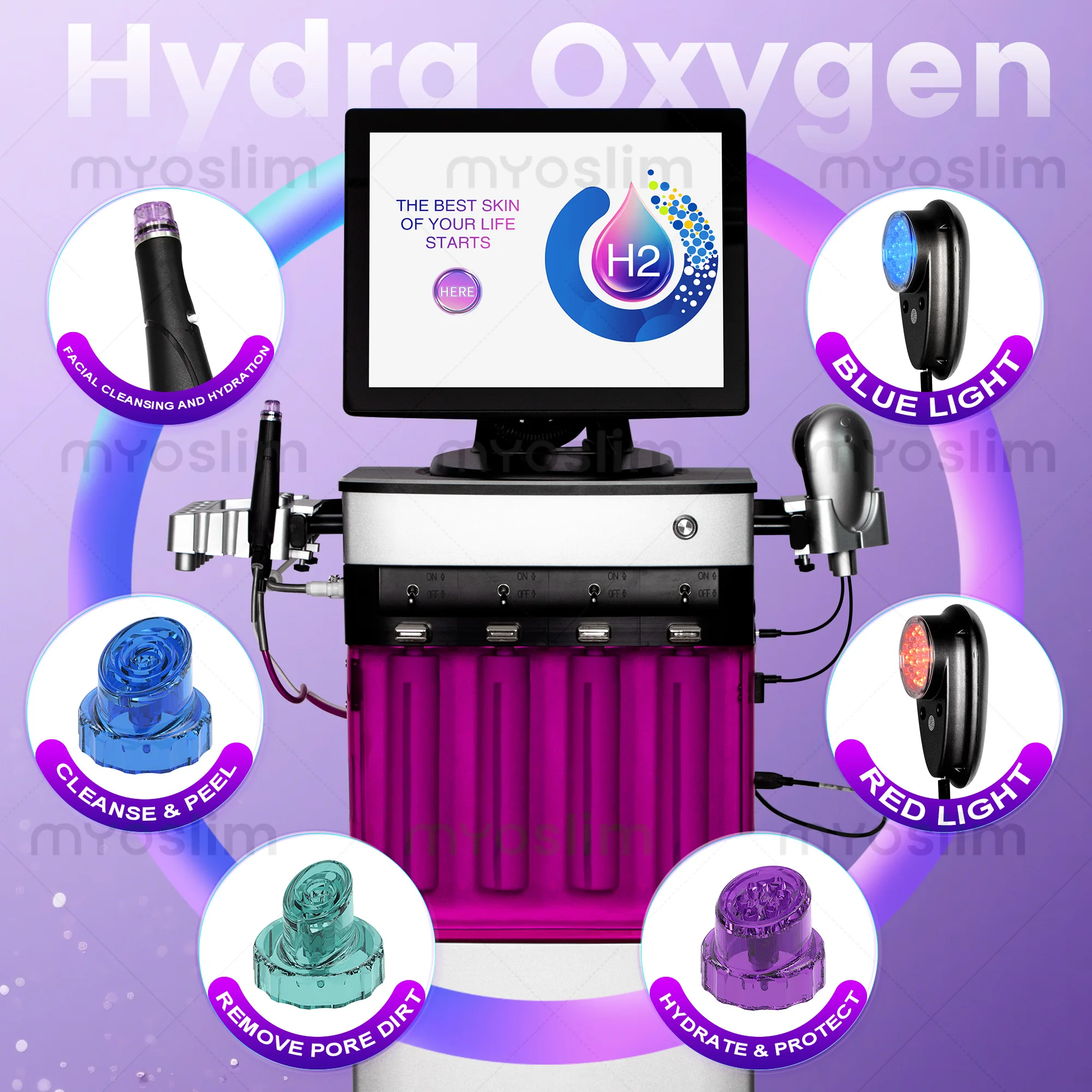 Oxygen Skin Moisturizing Beauty Machine Hydrodermabrasion Water Peeling Deep Cleansing Exfoliation Beauty Facial Device