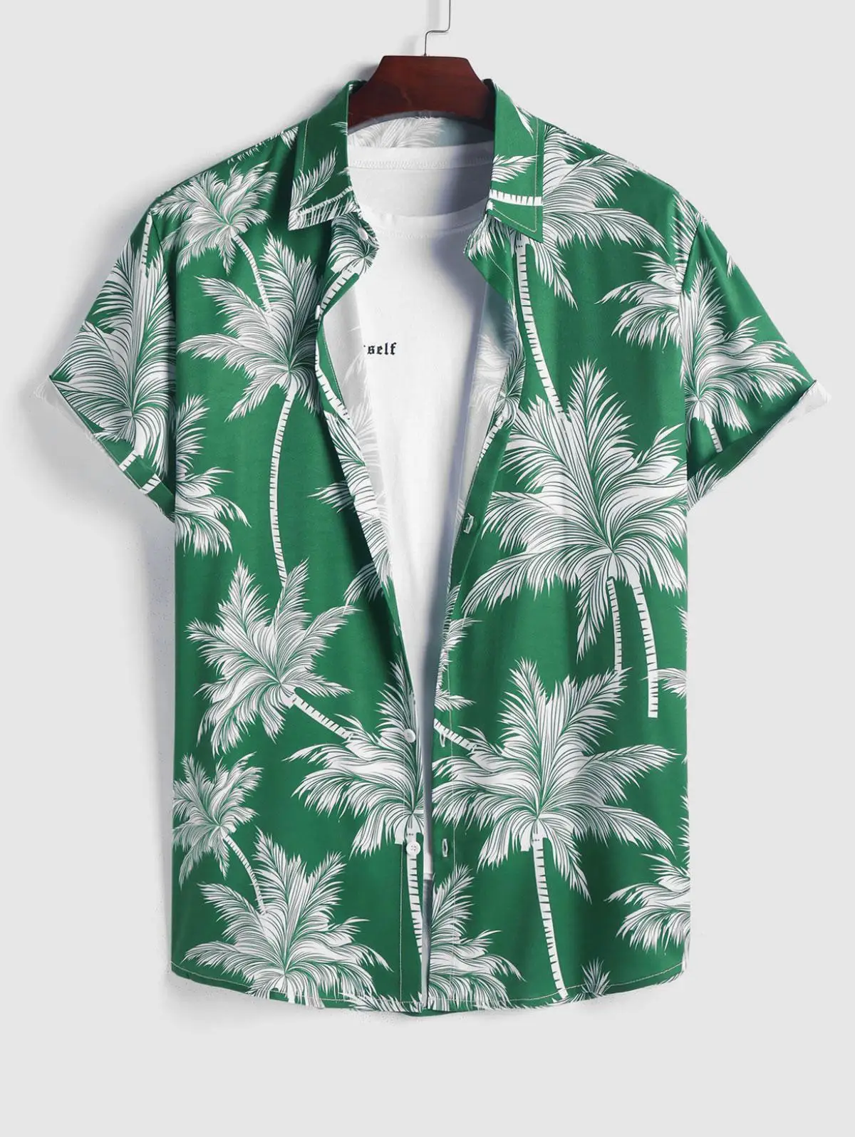 3D Print Palm Tree Graphic Men's Hawaiian Shirts Summer Casual Lapel Button Short Sleeve Tops Oversize Breathable Daily Clothing