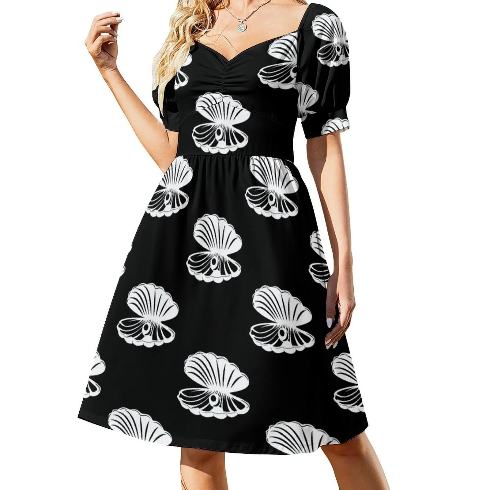 

Pearl Shellfish Y2K Italy Preppy Short-Sleeved Dress women dresses women dress Dresses gala clothing women summer 2025