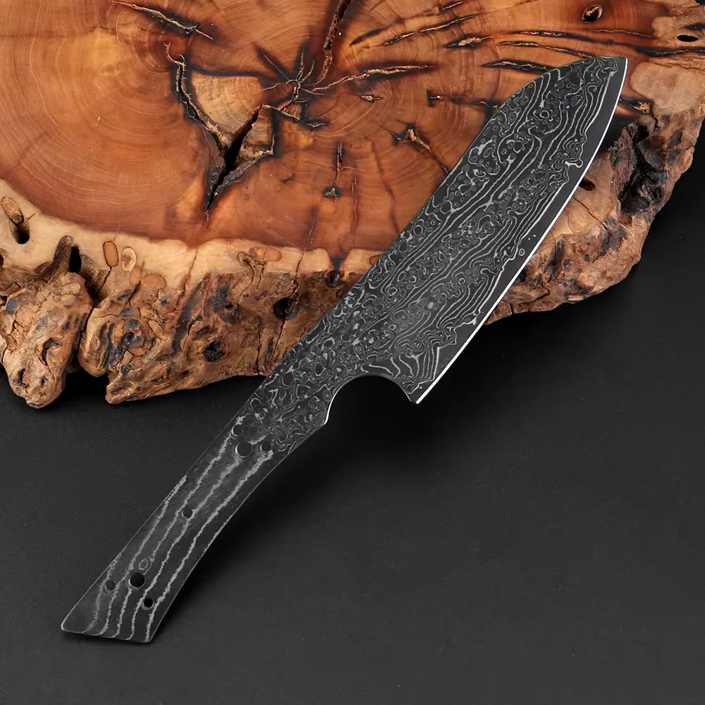 Santoku Knife Damascus Steel Blank Blade Full Tang, Heat-Treated, Sharp Edges DIY Japanese Knife Making Kitchen Knife Handmade view 2