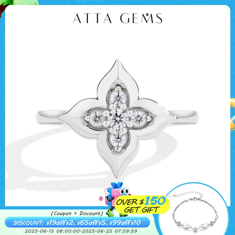 

ATTAGEMS Classic Full Moissanite Rings for Women D VVS1 Color S925 Sterling Silver Engagement Wedding Jewelry Gift High Quality