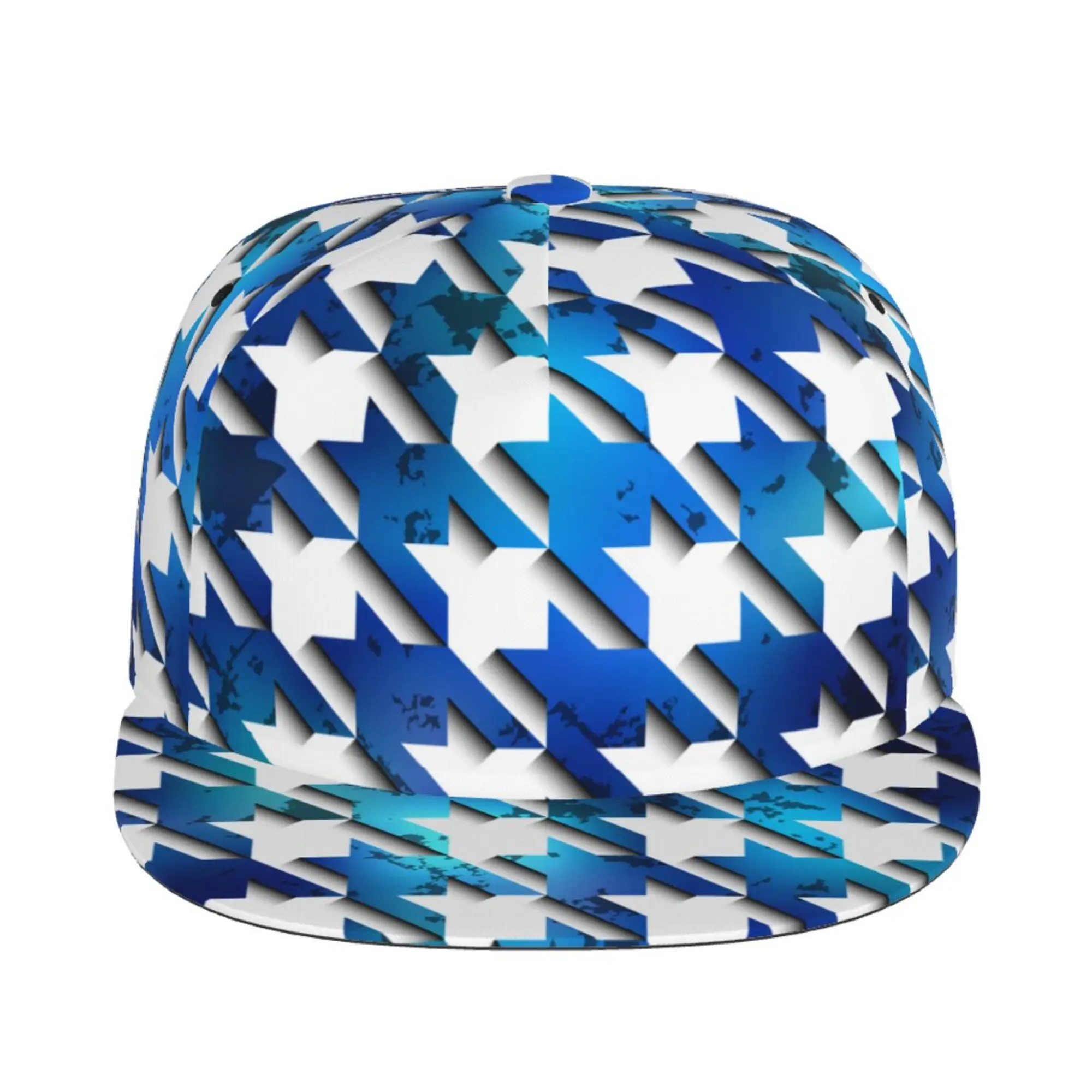 Blue Houndstooth Design Baseball Cap Hiphop Fashion Hats All Seasons for Men Women Teens Boys One Size Adjustable Men Cap