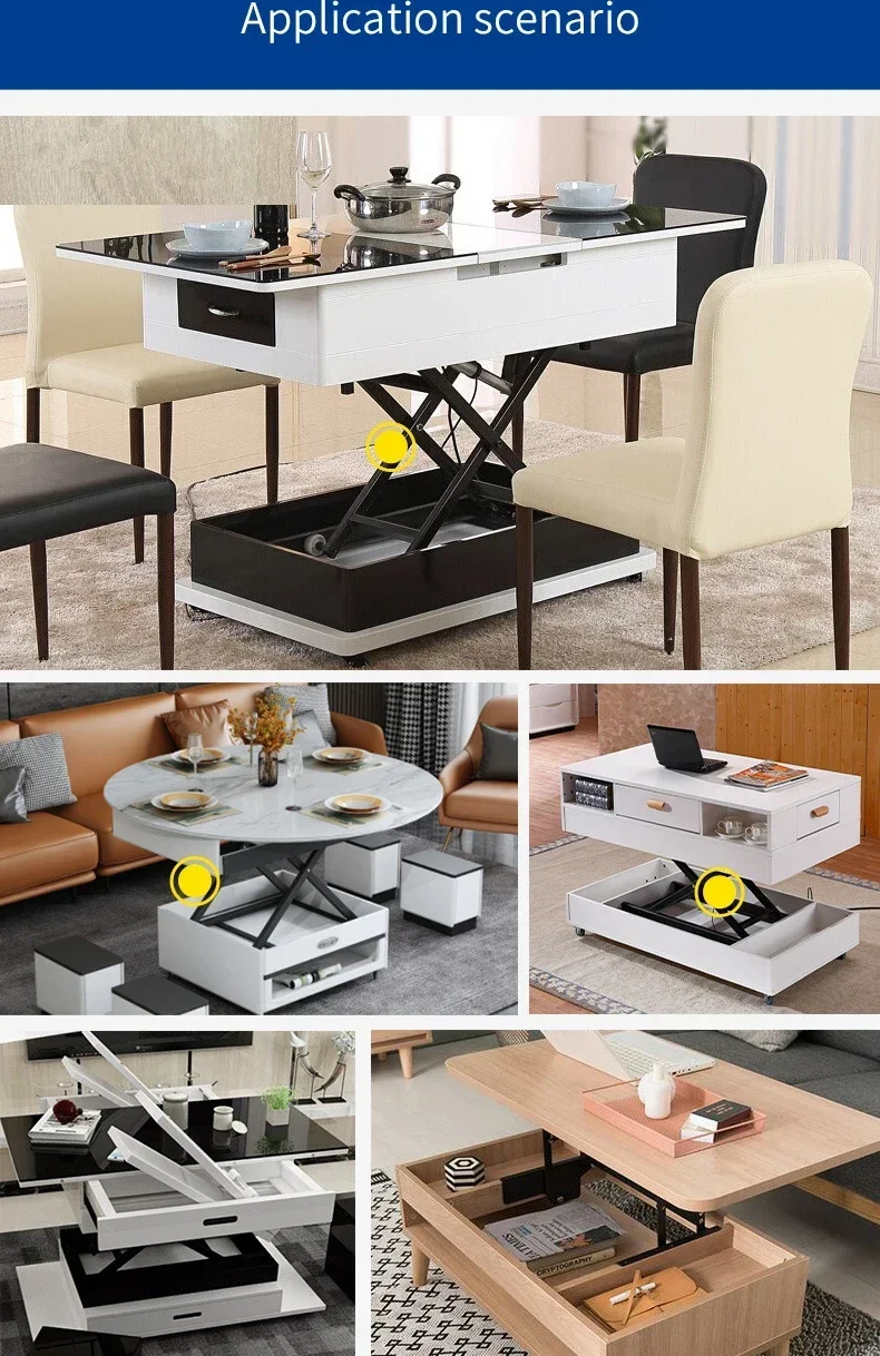 Table Lifting 80kg Electric Wired Remote Control Coffee Table Dining Table 24V Lifting Hardware Folding Iron Frame