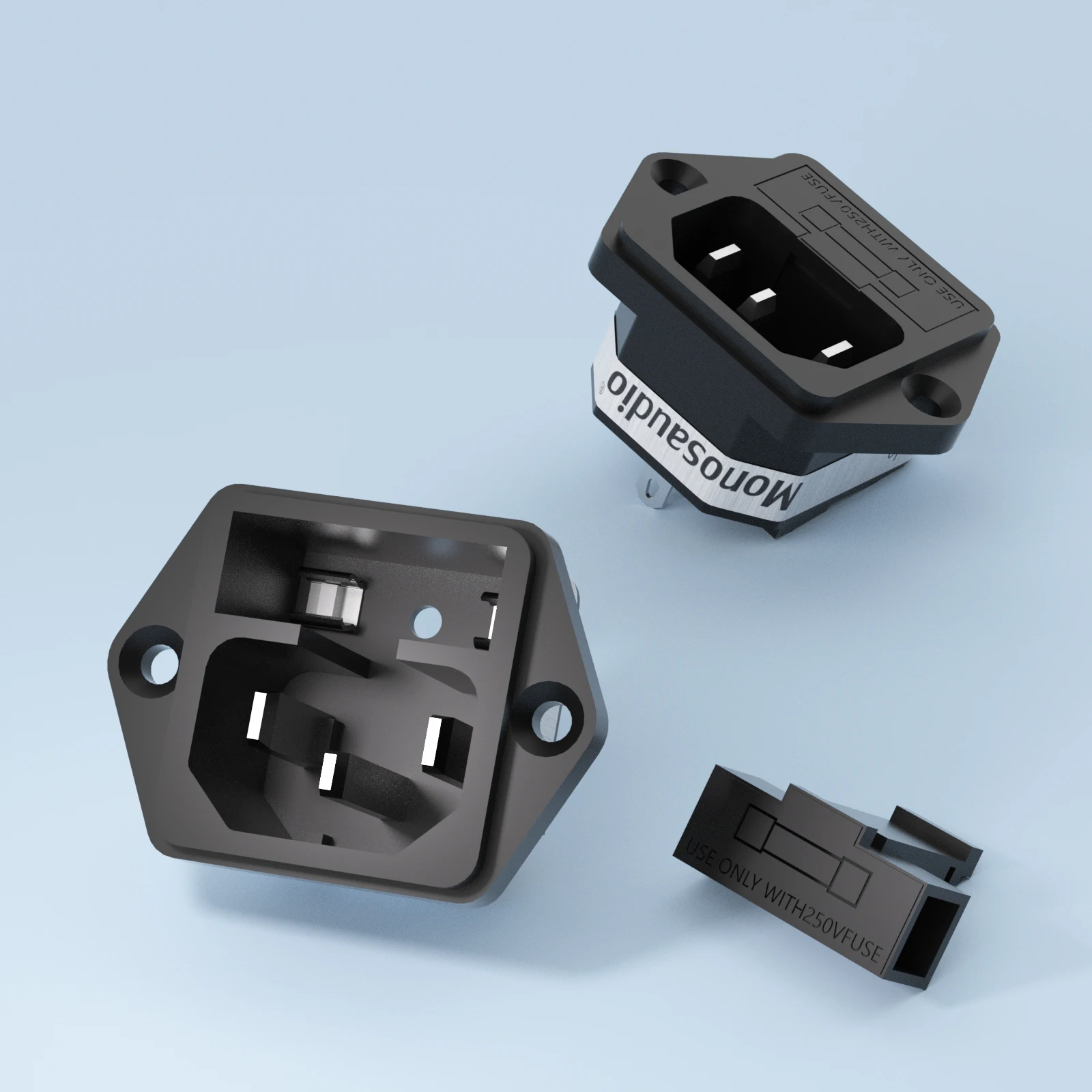 Monosaudio IF76G/R Soquete/Conector IEC com Fusível Banhado a Ouro/Ródio Tomada de Alimentação IEC Entrada do Conector com porta-fusível