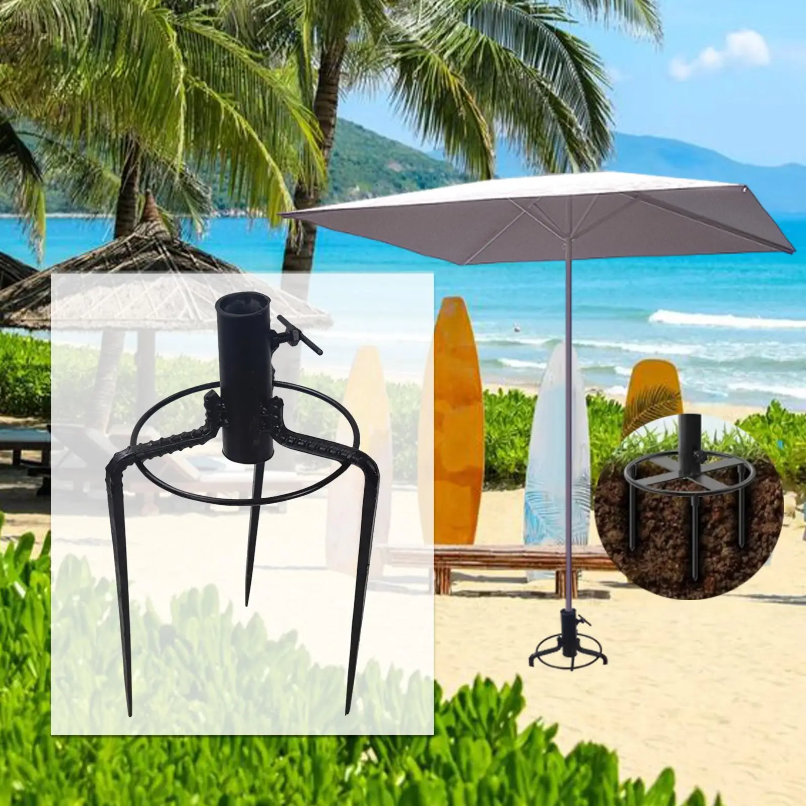 Umbrella Sand Anchor Portable,Heavy Duty Insert,Stand,No Dig,Ground Anchor Parasol Base Mount for Balcony Yard Lawn Poles Field