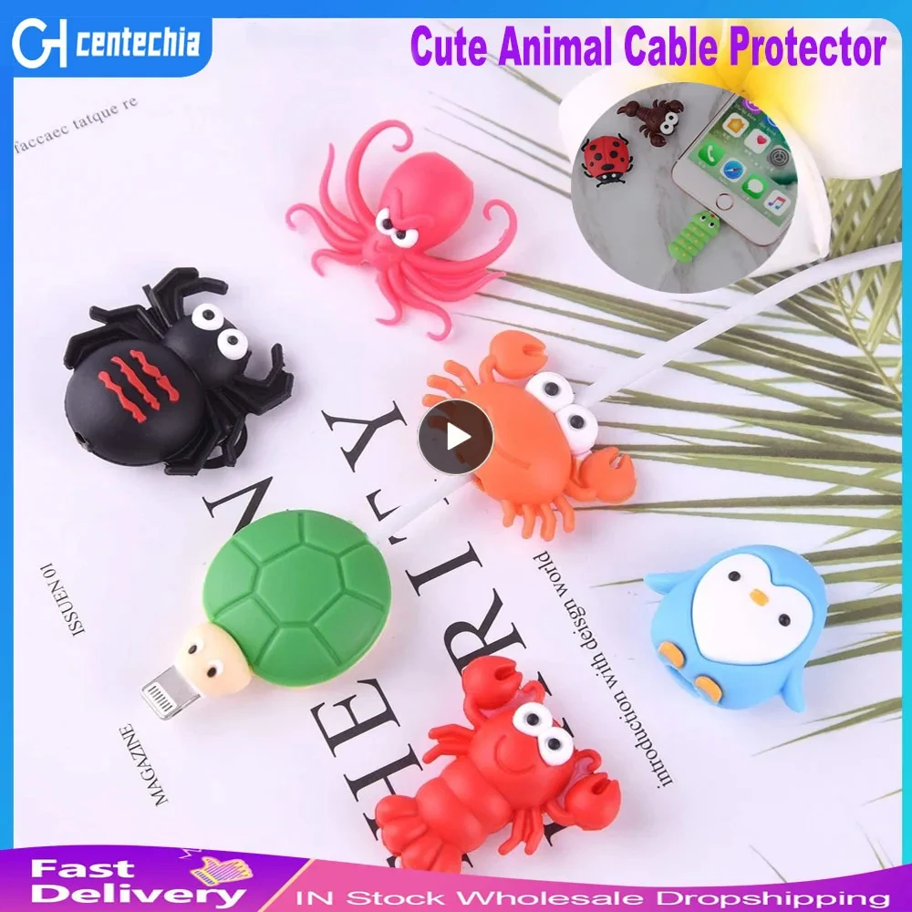 1PCS Cartoon Cute Animal Cable Protector Bites USB Cable Wire Organizer Chompers Charger Wire Holder Cable For Iphone Cable