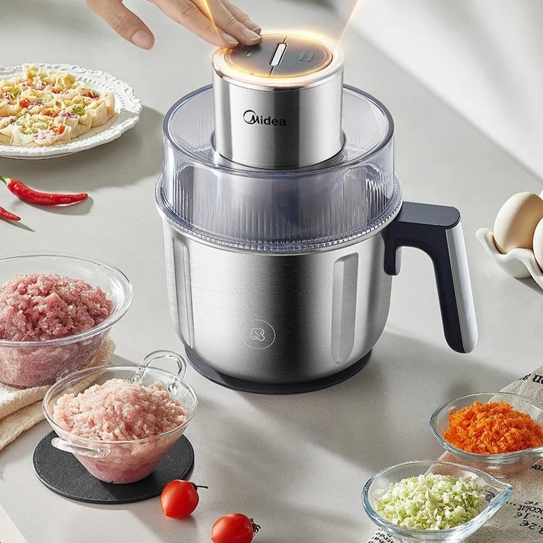 

Мясорубка Midea, большая емкость, бытовой многофункциональный электрический маленький миксер из нержавеющей стали для фарша