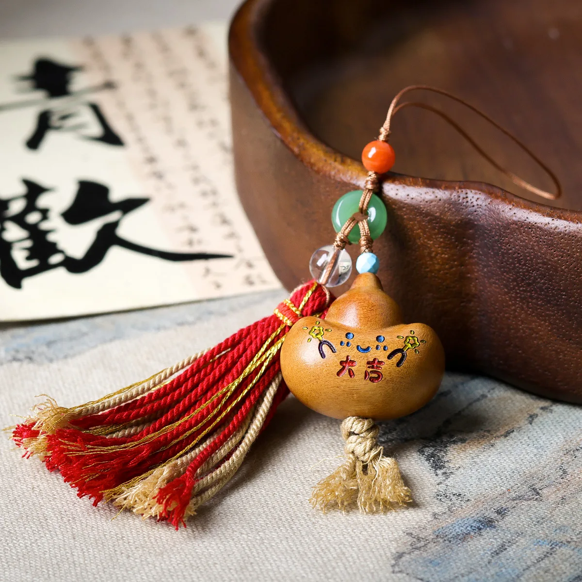 

Zaomu Daji Yuanbao Handmade Weaving Mobile Phone Chain Cultural Toys Tassel National Style Bag Hanging Accessories