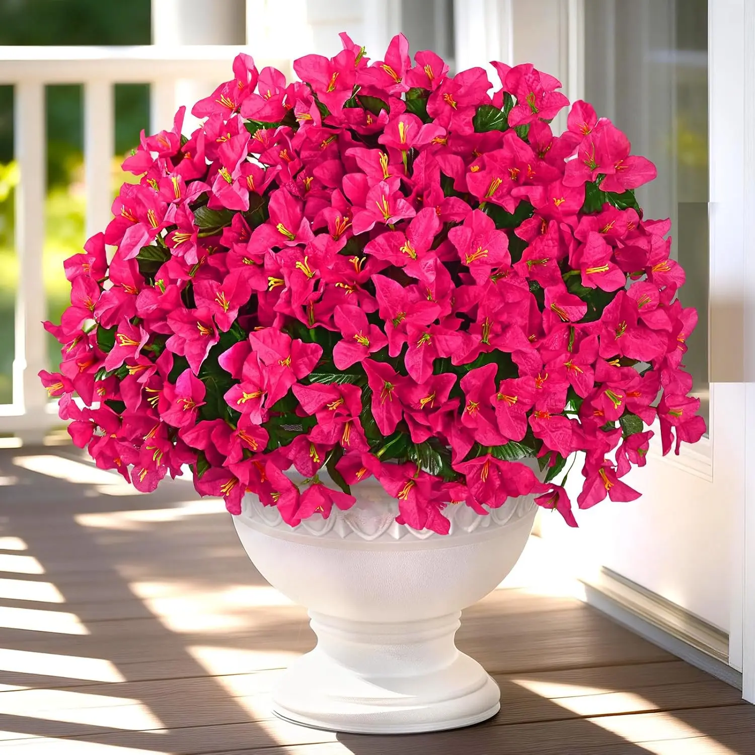 

16 Bundles Artificial Flowers for Outdoors, Realistic Bougainvillea Fake Flowers for Outside, UV Resistant Silk Outdoor