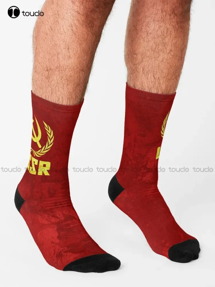 Ussr Hammer And Sickle Communist Communism Socialist Socialism Lenin Socks Womens White Socks Christmas Gift Colorful Cartoon