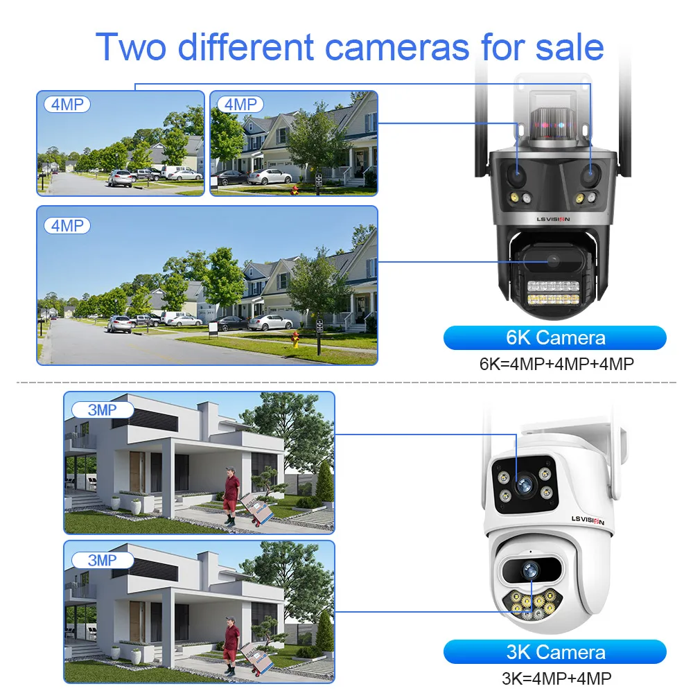 Imagem -02 - Vision-câmera ip ao ar Livre com Wi-fi Auto Tracking Cctv Câmeras Ptz Luz Vermelha Luz Azul Lens Wi-fi 6k 12mp Icsee App ls