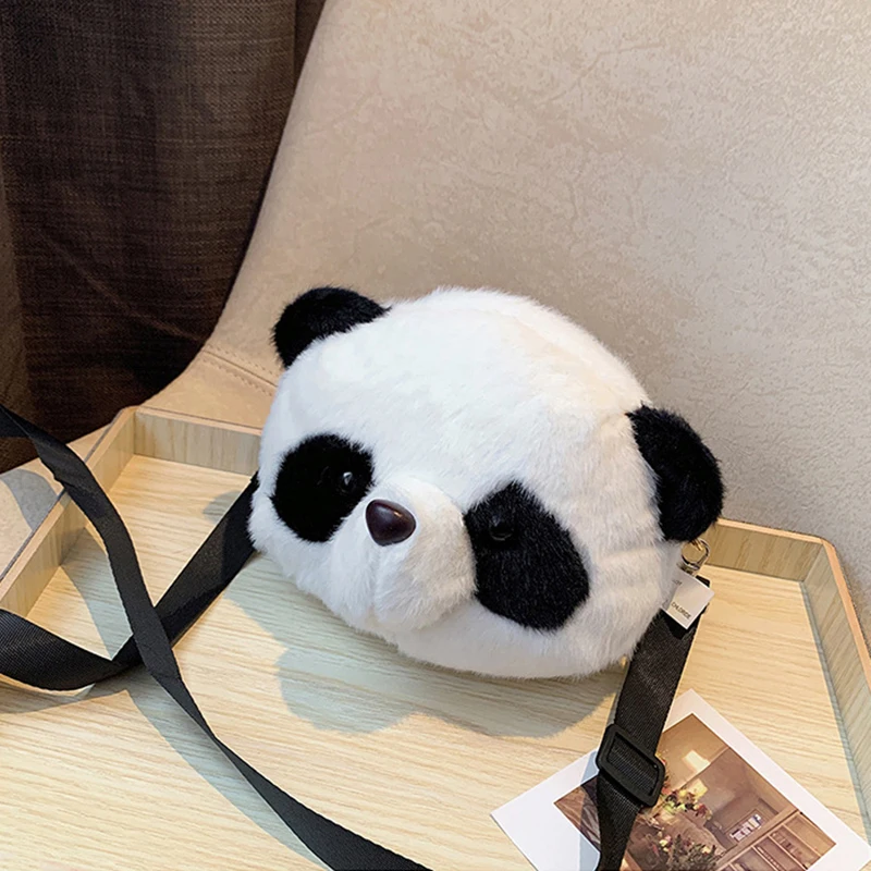 Cute Plush Crossbody Bag para Crianças, Mochilas Panda, Carteira Diagonal de Um Ombro, Brinquedos Animais, Porta-moedas, Presente de aniversário