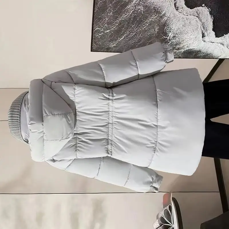 

Вязаная теплая куртка с хлопковой подкладкой, новинка 2025 года, зимнее пуховое пальто, женские парки, верхняя одежда с длинной талией, большие размеры, тонкая верхняя одежда, женская