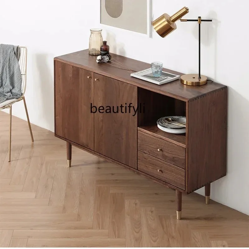A029 North American black walnut dining side cabinet Nordic, multi-functional storage, household living room tea cabinet