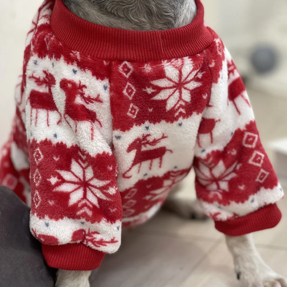 Chrismas Series Dog Clothes Winter Warm Plush Sweaters for Cat Puppy Small Dog High-quality Elk Pattern Pet Clothes Supplies