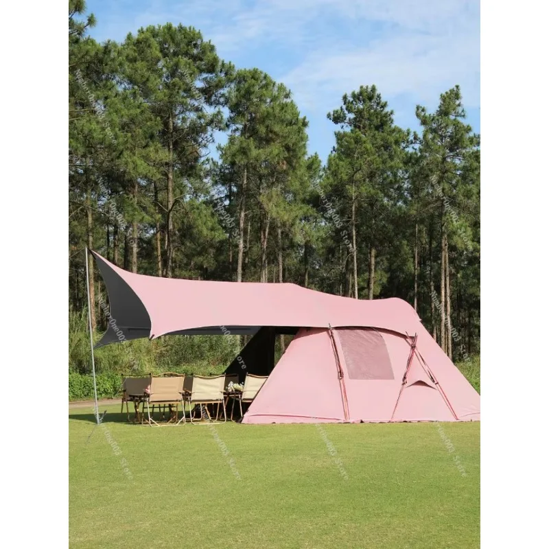 Outdoor camp Vinyl sun protection Internet celebrity tent canopy 2-in-1 camping tunnel tent8 people or more