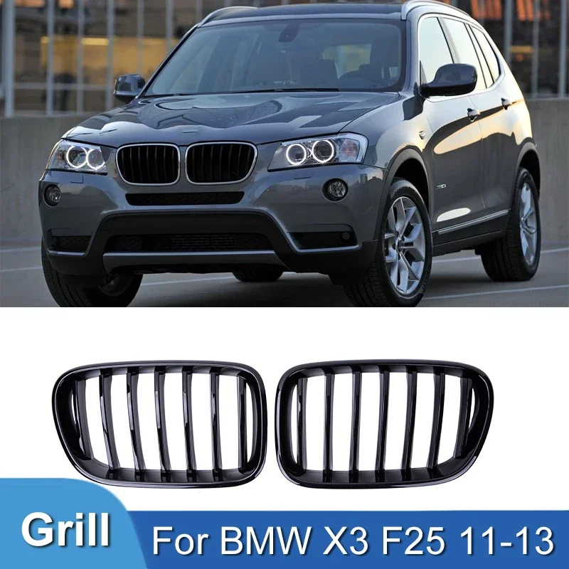 

Pulleco For BMW X3 F25 Car Front Bumper Kidney Grille Racing Grill 2011-2013 Single Slat Grill Styling Glossy Black Accessories