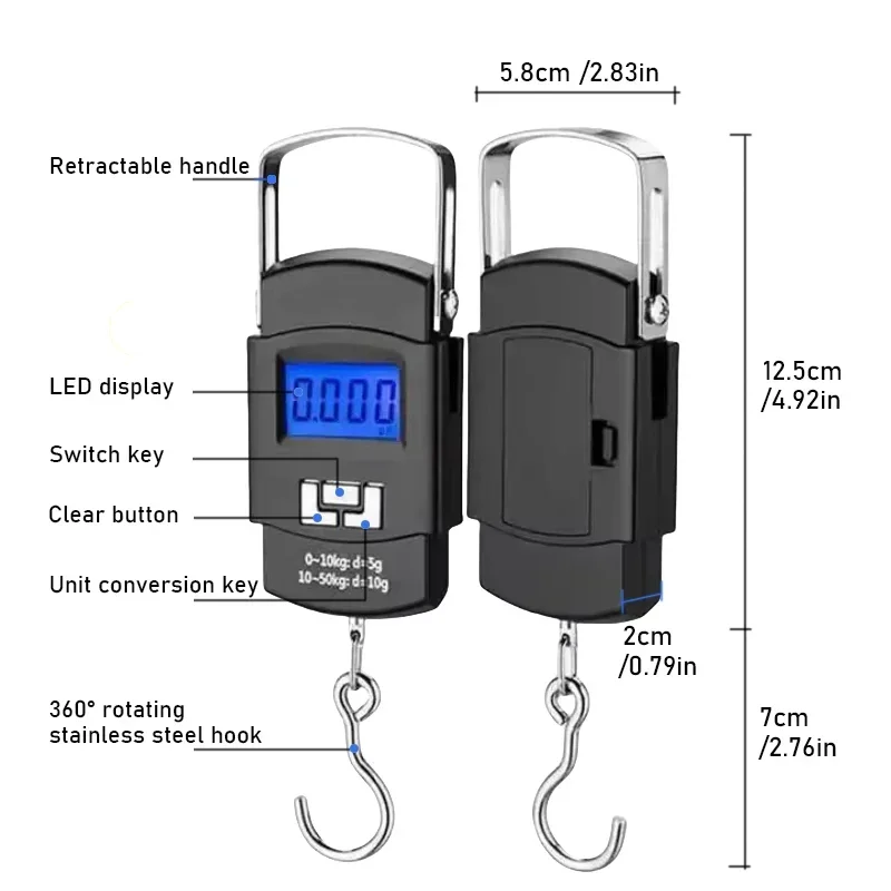 50kg/10g Portable Electronic Hanging Weighing Scale