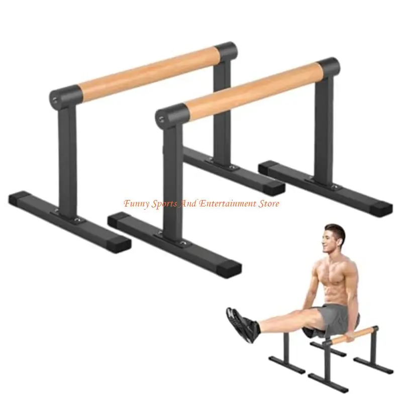 C4DE Wooden Parallel Bar Dip Bar with Thick Beech Handle Gym Home Strength Training Equipment for Comfortable Workouts