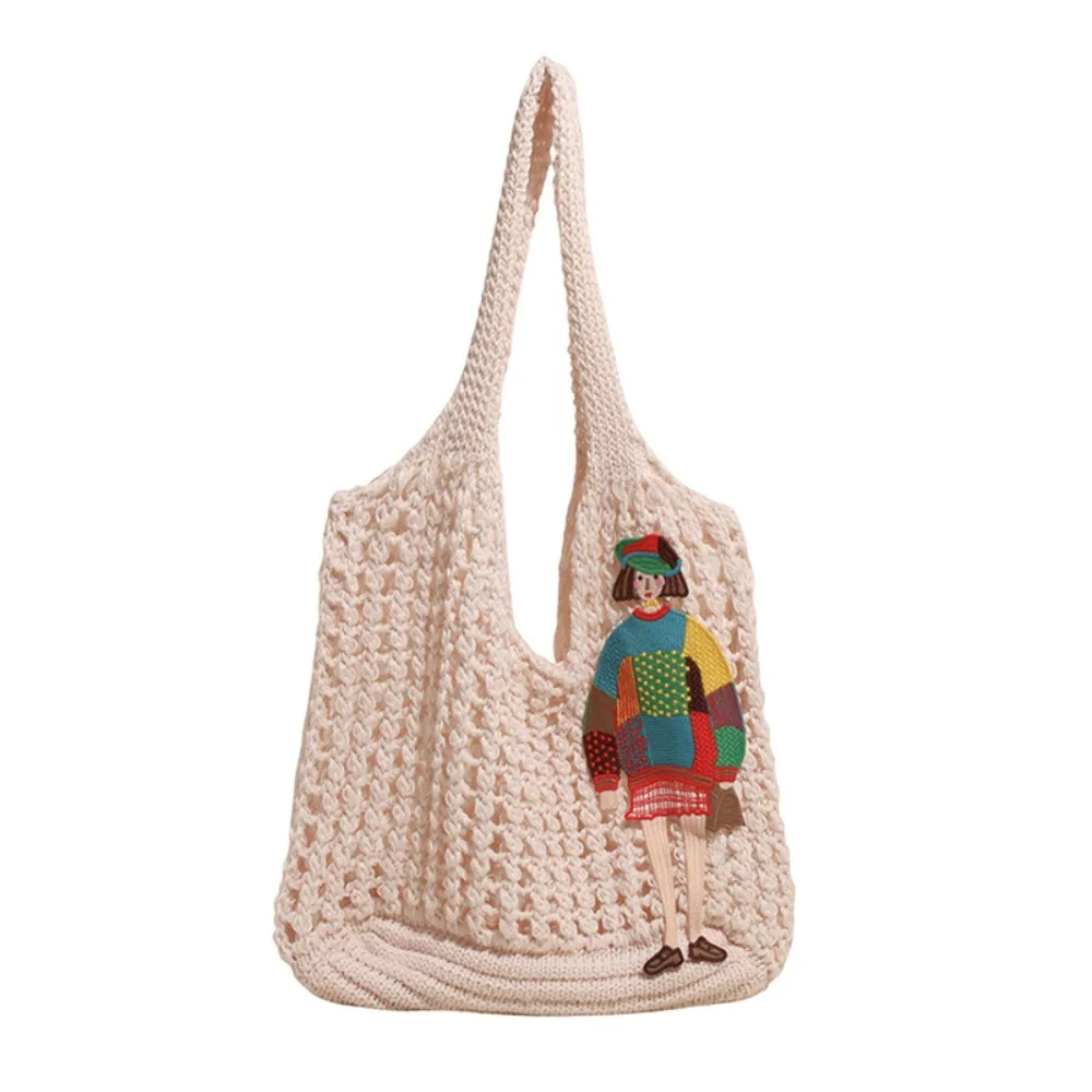 

Summer Shoulder Bag Knitted Bag Bohemian Large Capacity Crochet Tote Bag Hollowed Out Storage Bag Beach Bag Beach
