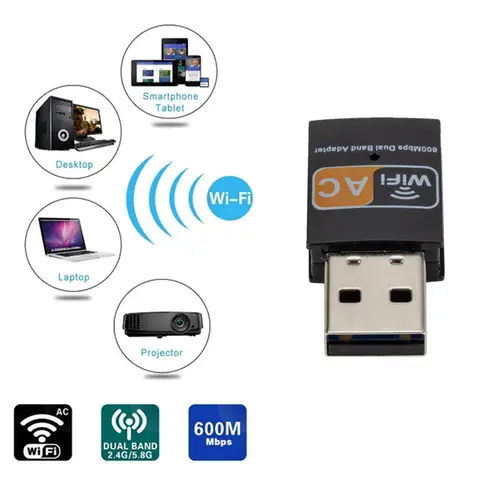 USB Wi-Fi 어댑터 802.11b/g/n, 600Mbps 속도 지원, USB 2.0 무선 수신기, 노트북 및 TV 박스용 네트워크 동글