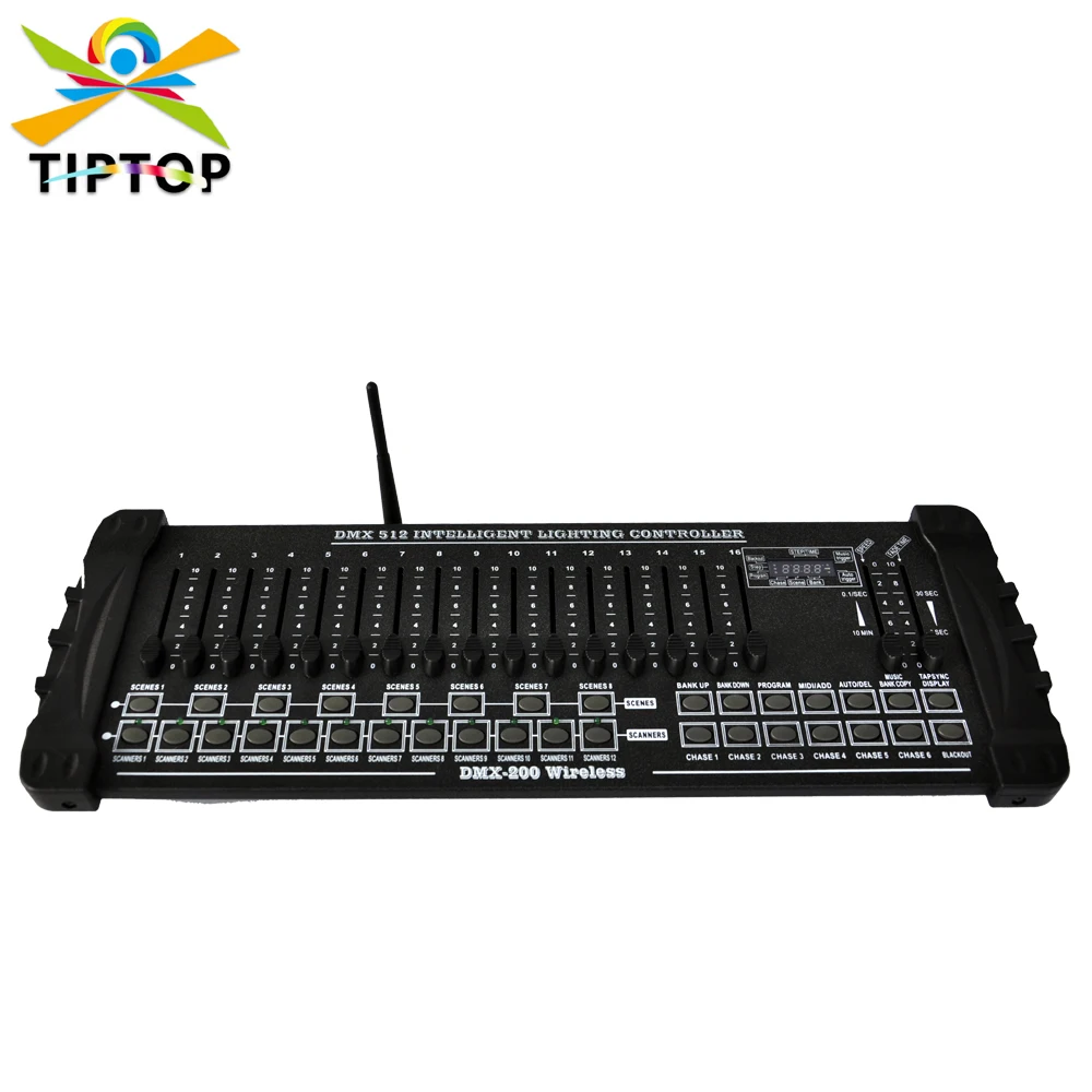 TIPTOP Stage Light DMX512 1990 Standard 200 2.4G Wireless Stage Light Console Support Cabinet Plastic Handle 192 output channels