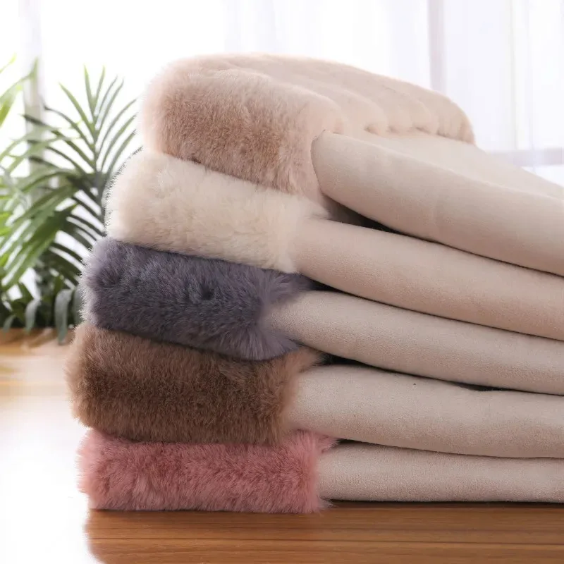 

50X180CM Thick Faux Rex Rabbit Fur Plush Fabric Composite Suede Fleece Warm Clothing For Winter Coat Jacket Gloves Shoes Sewing