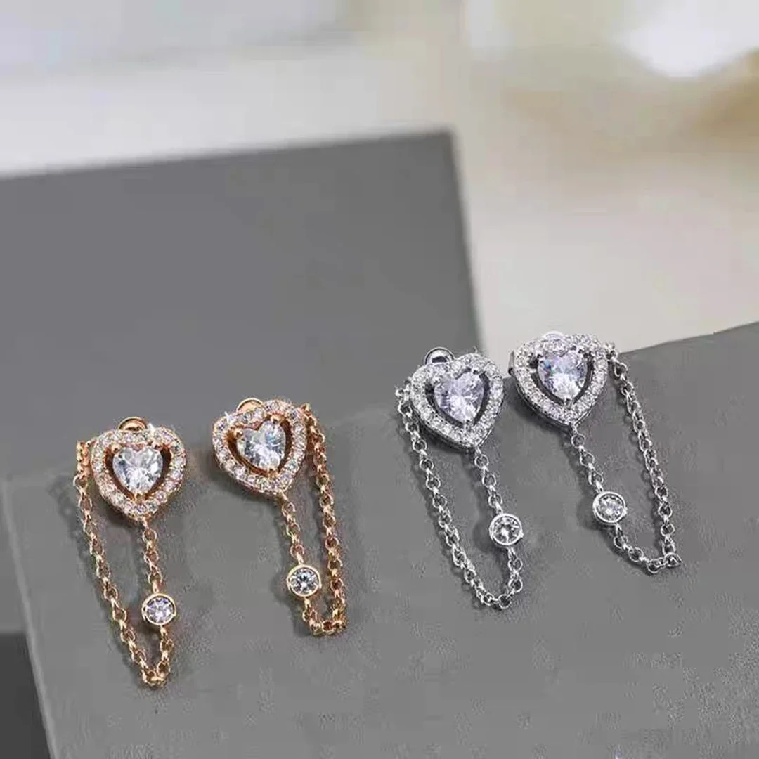 

New Love Tassel 925 Pure Silver Exquisite Women's Earrings Fashionable, High end Versatile Jewelry