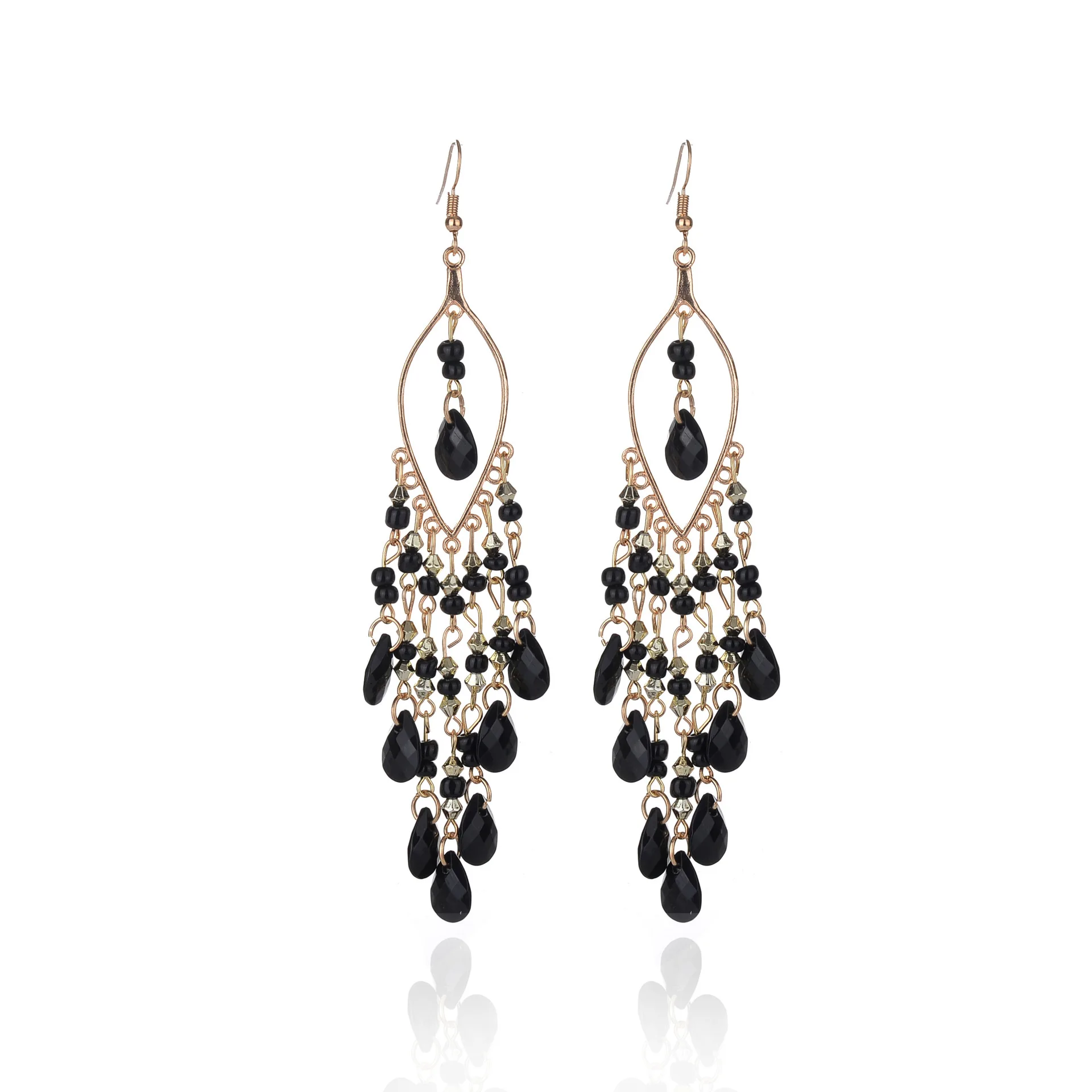 Fashion Resin Luxury Tassel Earrings For Women Black Long 6 Color Drop Earring Fringe Earings Jewelry Earing Brincos Wholesale