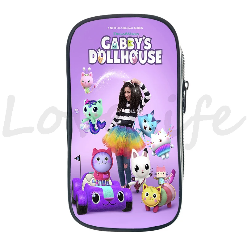 Gabbys Dollhouse Pencil Case Students Boys Girls Pen Bag Zipper Pencil Bag Cartoon Anime Pencil Box Stationery Bag School Gifts