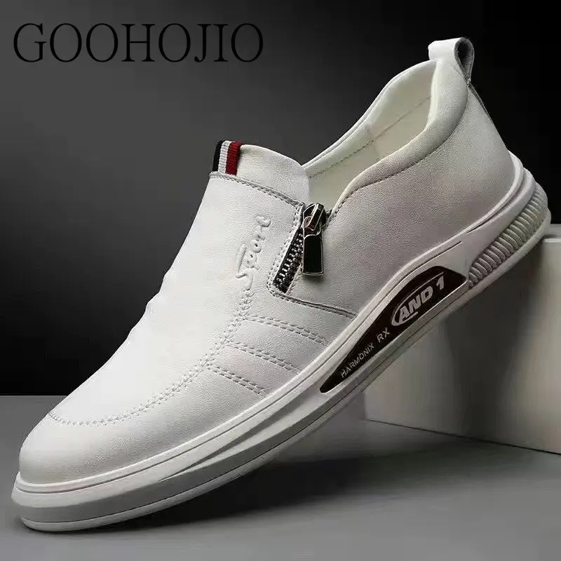 PU Leather Designer Shoes Men Casual Shoes Soft Men Business Flats Loafers Men Breathable Light Softed Driving Shoes Slip-On Zip