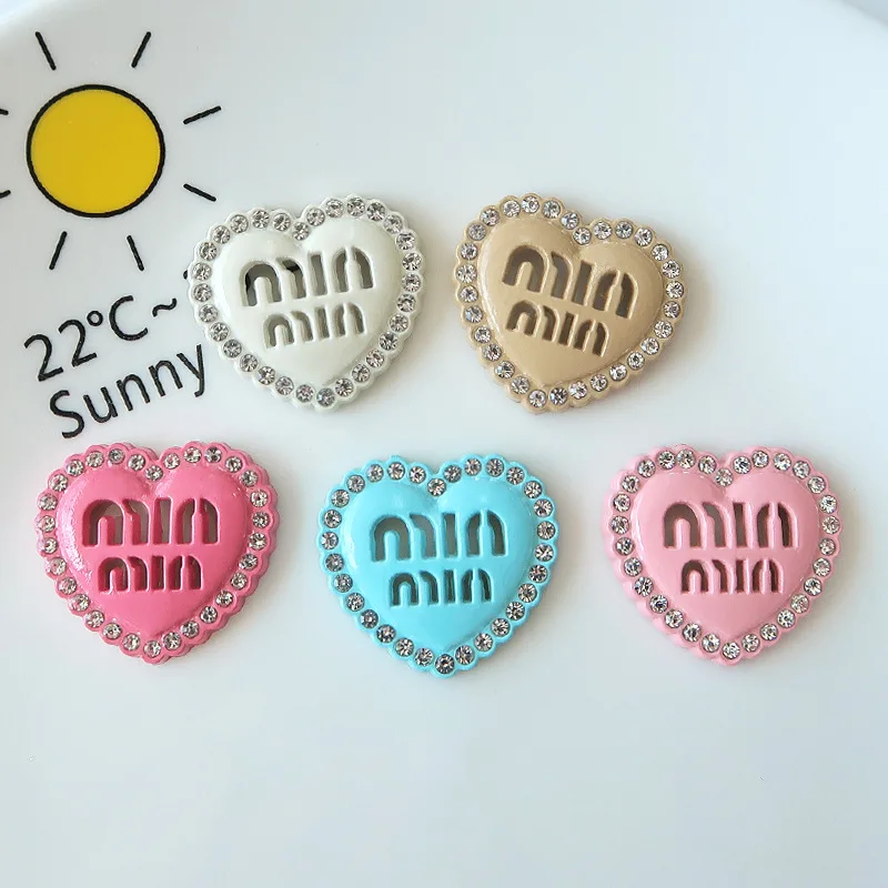 2/6pcs Full-edge Diamond Love Hollow Min Letter DIY Accessories Flat-bottomed Patch Jewelry Accessories Handwork Resin Mold