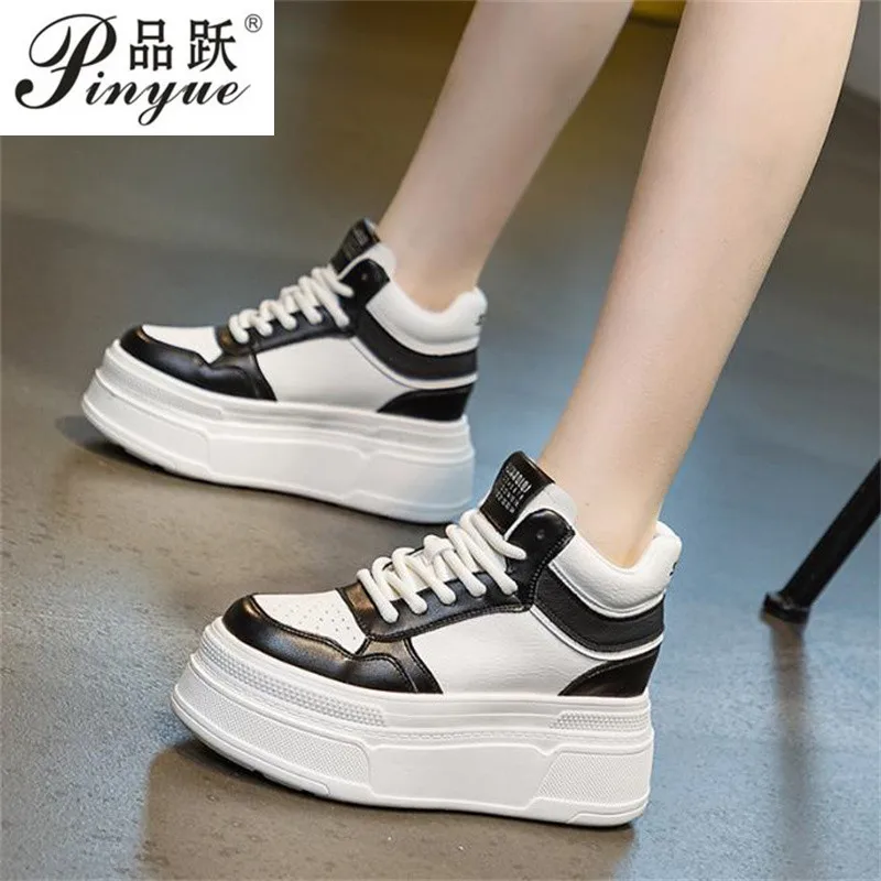 

7cm Genuine Leather Women Ankle Platform Sneakers Shoes Women Spring Autumn Warm Fur Winter Combat Boots Booti Vulcanized shoes