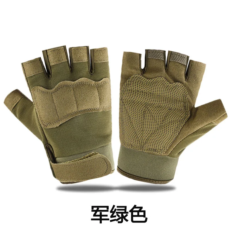قفازات اللياقة البدنية للتدريب على ركوب الدراجات في الهواء الطلق بنصف إصبع، وتكتيكات مضادة للانزلاق ومقاومة للاهتراء، وحماية المعجبين العسكريين