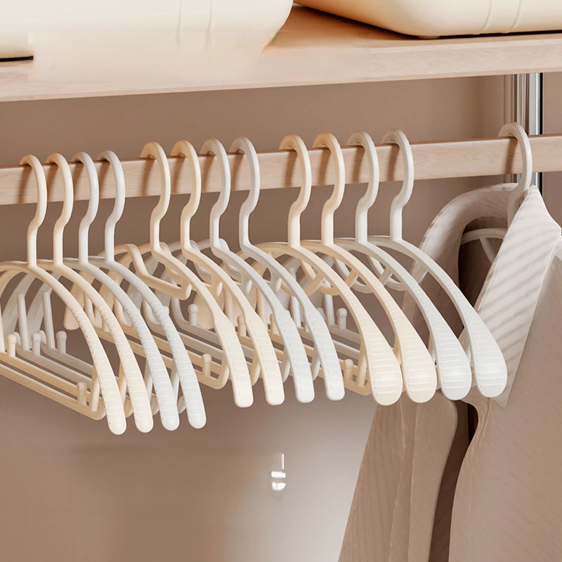 5pcs Thickened No Trace Anti Slip Plastic Hangers Household Clothing Store Portable Space Saving Non Mark Clothes Hanging Racks