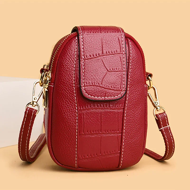 Soft Leather Crossbody Bags for Women High Quality Solid Color Tassel Shoulder Bag Retro Cell Phone Purse Handbags