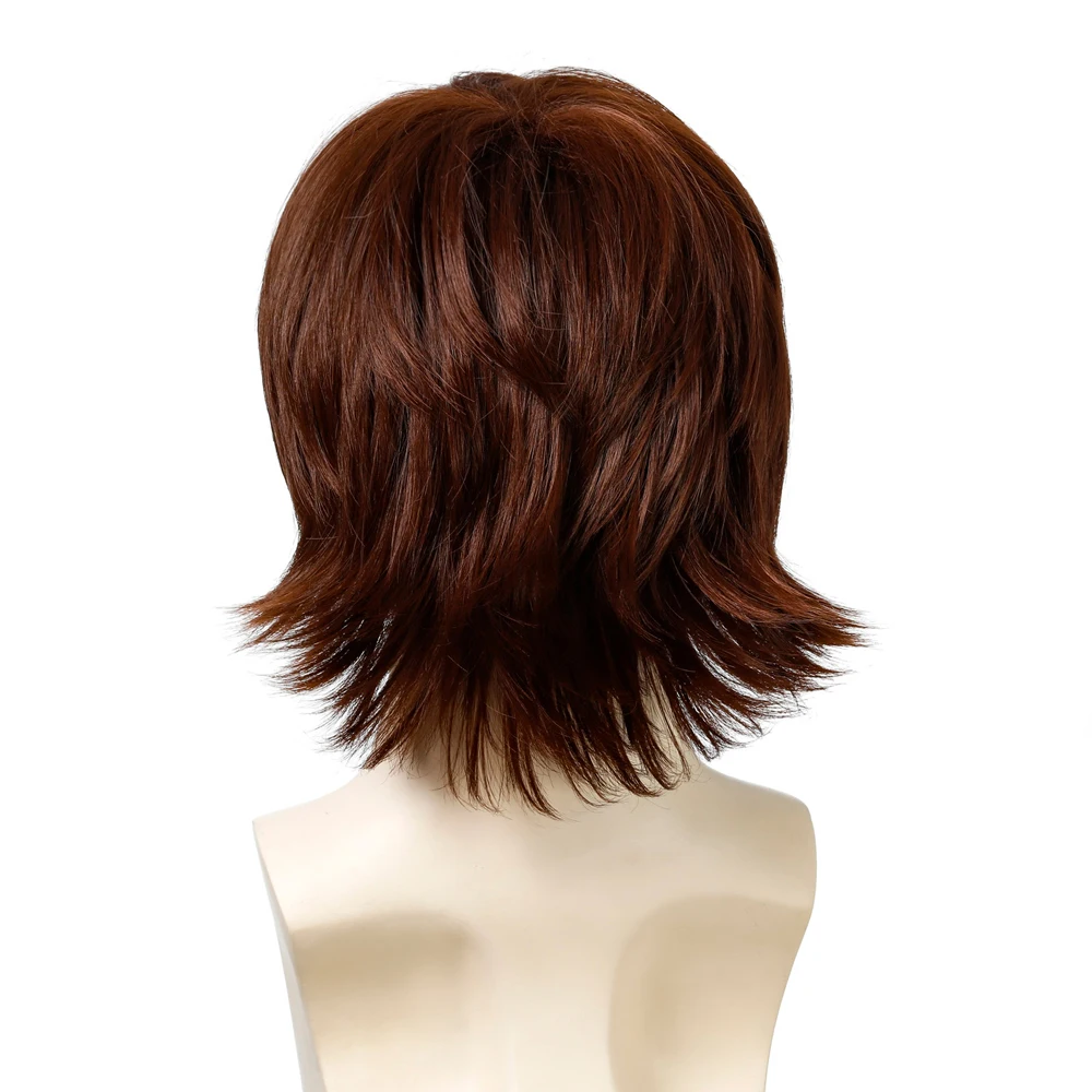 10 Inch Synthetic Wigs For Man Dark Brown Short Curly Hair Cosplay Wig For Halloween Costume Party Festival Performance
