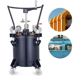 Pressure for Pot 2.5 Gallon 10 Liters Spray Paint Pressure Pot Tank with Manual Mixing Agitator Paint Tank