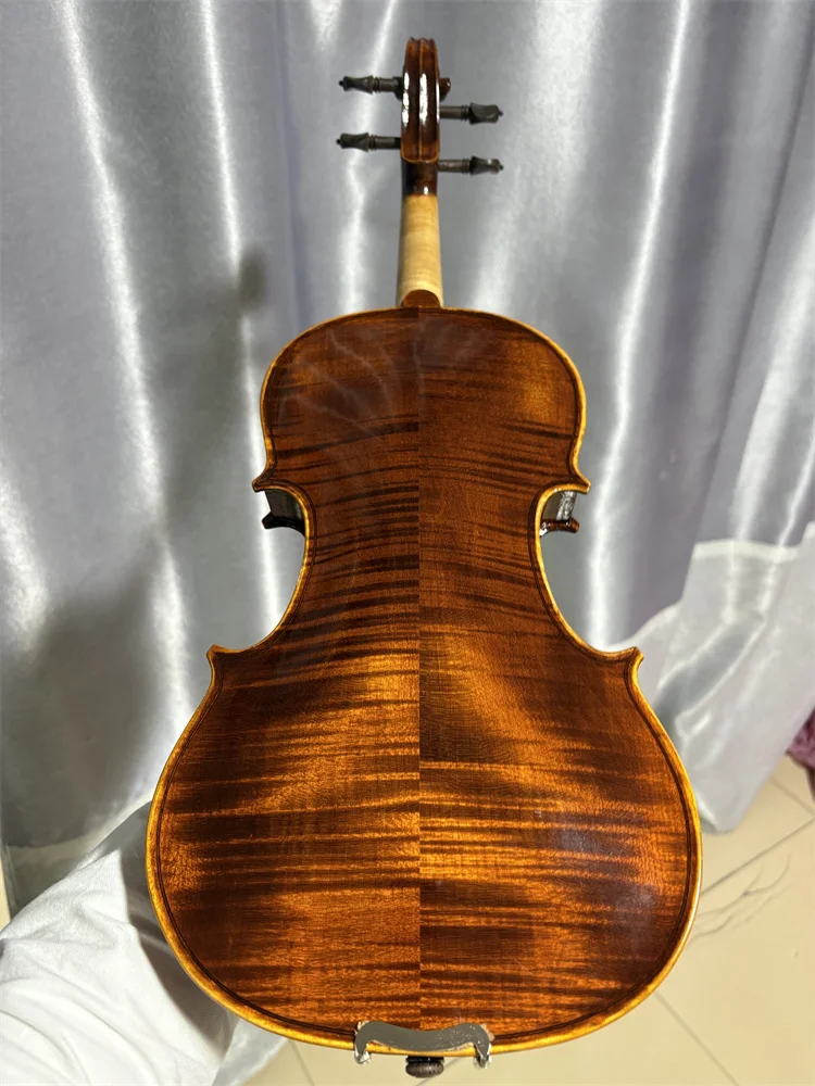 

ACTUAL PHOTO Highly Flamed Solid 4/4 Violin Cкрипка 4/4 كمان 바이올린 Hand Made Musical Instrument w/ Case 4/4 250509-02