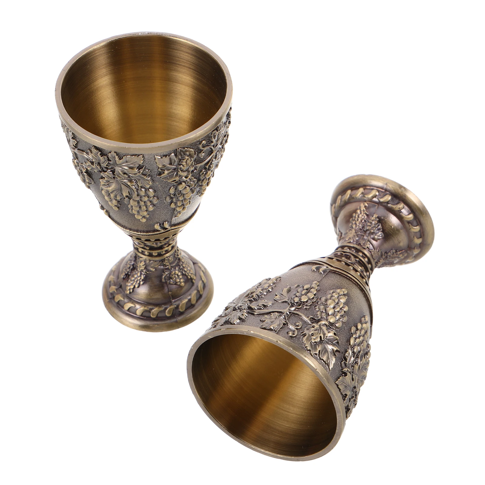 2 قطعة سبائك الزنك خمر كأس الكأس مجموعة أنيقة تنقش الأزهار كأس النبيذ المعدني لحفلات الزفاف الطقوس الأحداث الكنيسة #1
