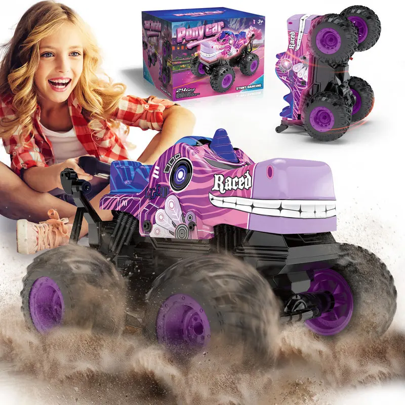 2wd Rc Car With Led Lights 2.4g Wielofunkcyjne radio zdalnie sterowane Samochody terenowe Ciężarówki Chłopcy Zabawki dla dzieci Prezent